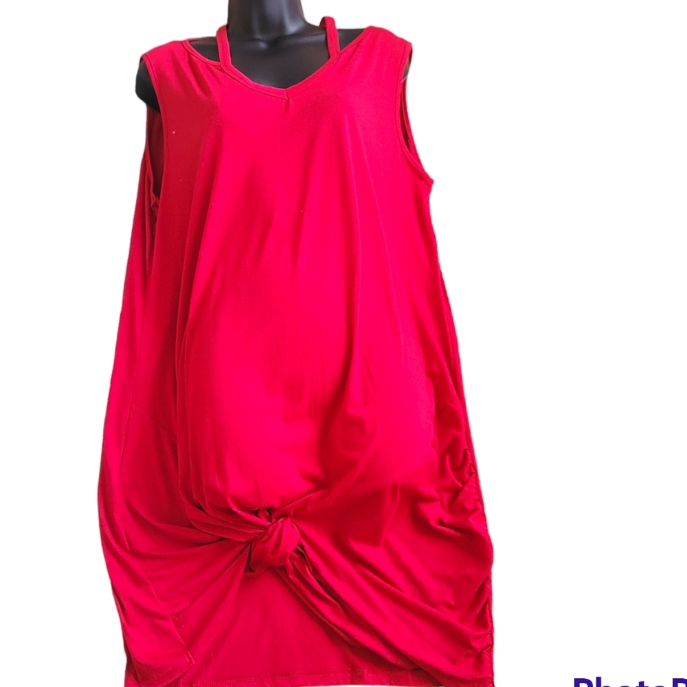 LOLLO VITA Women Casual Short TShirt Dresses Cold Shoulder, Size XXL Red